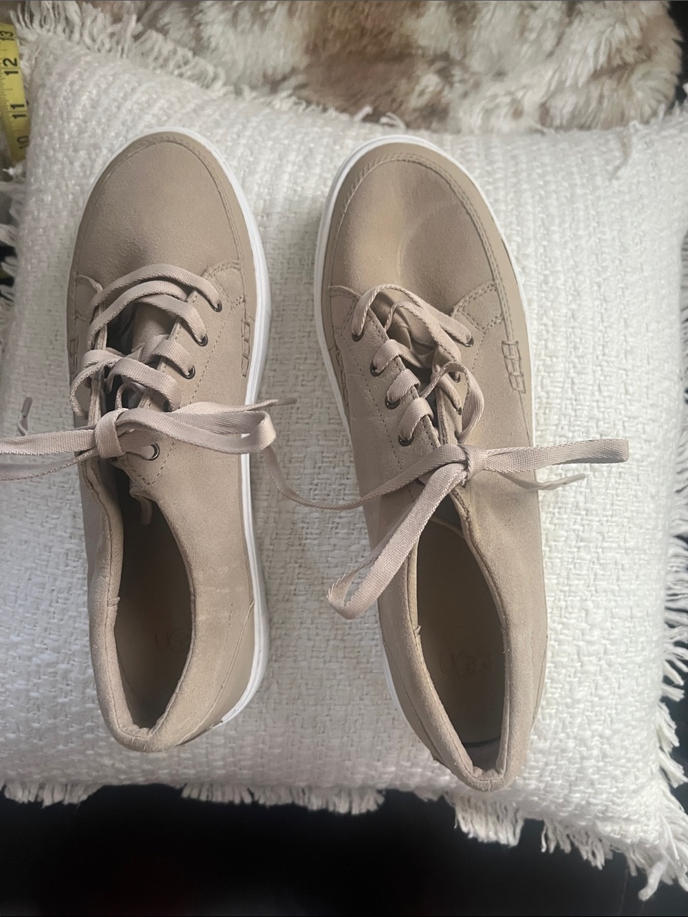 UGG Women's Taupe Lace-Up Sneakers with White Sole